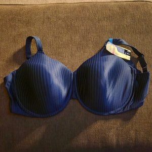 NWT Playtex All Over Smoothing Underwire blue striped bra sz 40DDD